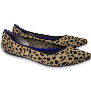 Rothy's Women's The Point Leopard Knit Flats Size 8 Tan Black Spotted Retired
